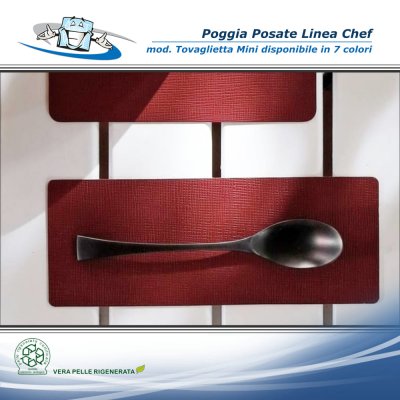 Linea Chef - Conf. 4 pz. Poggia posate in vera pelle rigenerata modello tovaglietta mini