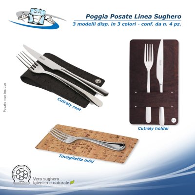 Linea Sughero - Conf. 4 pz. Poggia posate in sughero vegetale disponibile in 3 modelli