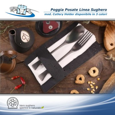 Linea Sughero - Conf. 4 pz. Poggia posate in sughero vegetale modello cutrely holder