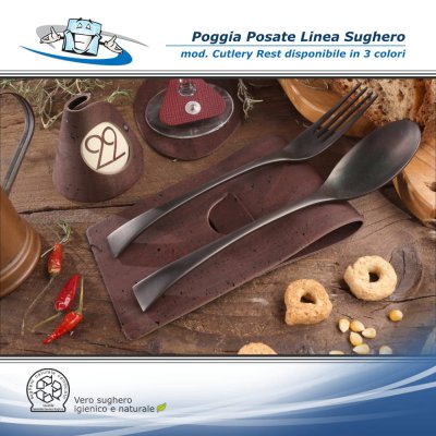 Linea Sughero - Conf. 4 pz. Poggia posate in sughero vegetale modello cutrely rest