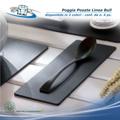 Linea Bull - Poggia posate tovaglietta mini in vera pelle rigenerata