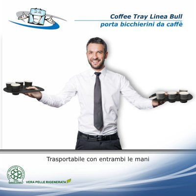 Linea Bull - Porta bicchierini Coffee Tray in vera pelle rigenerata