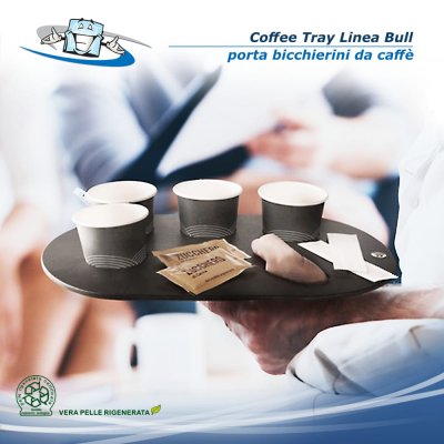 Linea Bull - Porta bicchierini Coffee Tray in vera pelle rigenerata