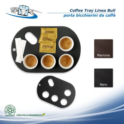 Linea Bull - Porta bicchierini Coffee Tray in vera pelle rigenerata