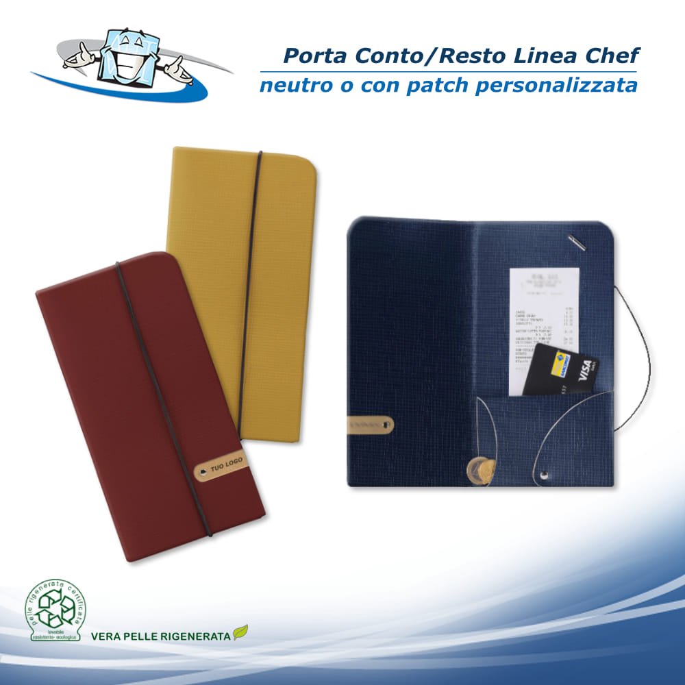 Linea Chef - Porta conto/resto Wallet personalizzabile in vera pelle rigenerata