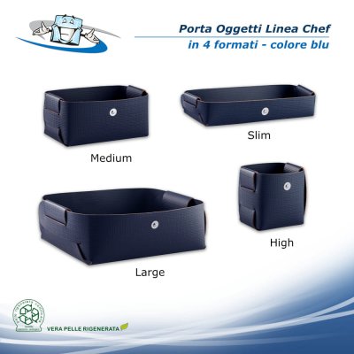 Linea Chef - Porta oggetti Agile in 4 modelli in vera pelle rigenerata colore Blu