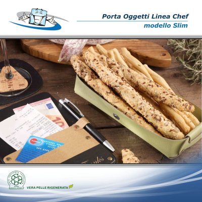 Linea Chef - Porta oggetti Agile in vera pelle rigenerata modello Slim