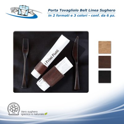 Linea Sughero - Conf. 6 pz. Porta tovagliolo Belt in sughero vegetale misure S e M