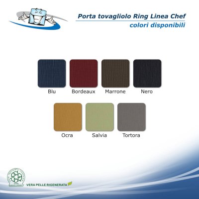 Linea Chef - Conf. 4 pz. Porta tovagliolo Ring in vera pelle rigenerata - Palette colori
