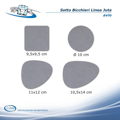 Linea Juta - Conf. 4 pz. Sotto bicchieri in PVC antibatterico colore avio