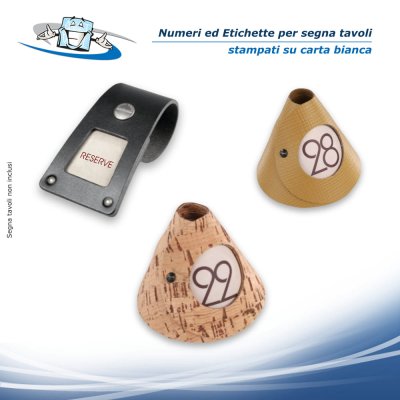 Conf. n. 10 pz. Numeri ed Etichette Riservato per segna tavoli