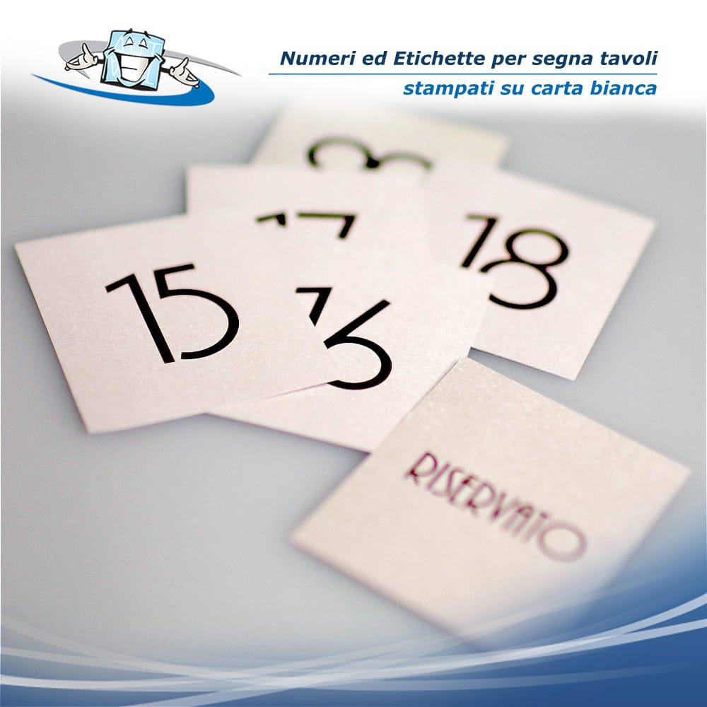 Conf. n. 10 pz. Numeri ed Etichette Riservato per segna tavoli