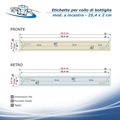 Etichette per collo bottiglia con personalizzazione - A incastro