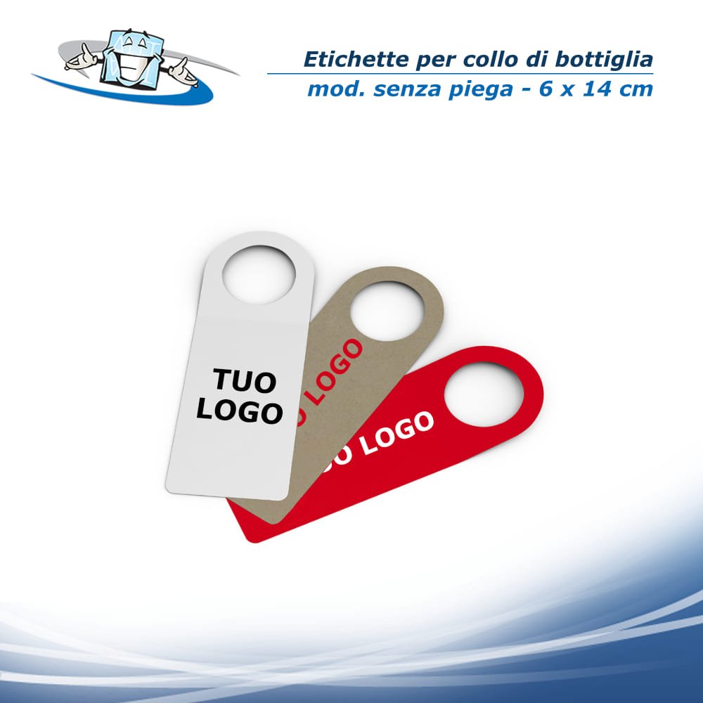 Etichette per collo bottiglia con personalizzazione - Senza piega