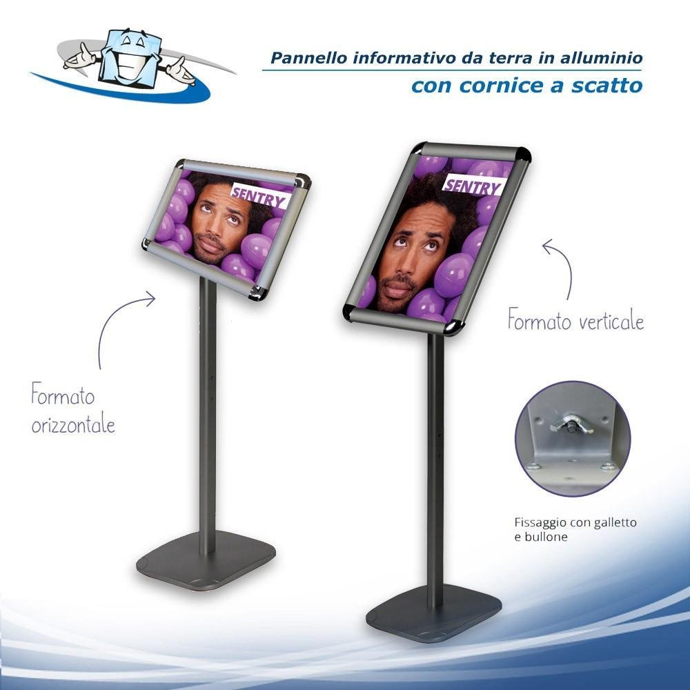 Sentry - Pannello informativo in allumino con cornice a scatto disponibili in due formati