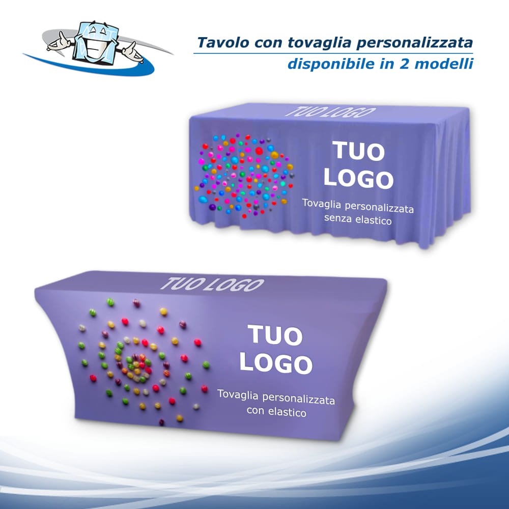 Gala - Tavolo pieghevole con tovaglia personalizzata con logo o messaggio promozionale