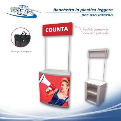 Counta - Banchetto espositivo personalizzabile per uso interno