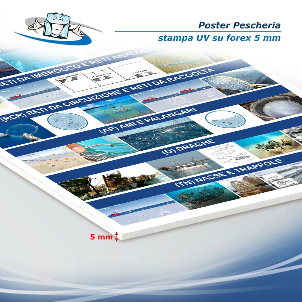 Poster pescheria "Attrezzature da pesca" in forex 5 mm