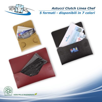 Linea Chef - Astucci Clutch in vera pelle rigenerata disponibili in 5 formati e 7 colori