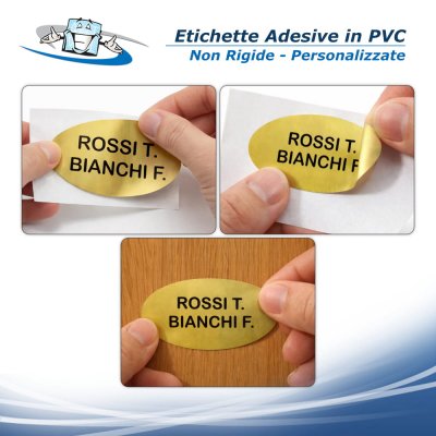 Etichette adesive personalizzate ovali in PVC per porte o pareti lisce
