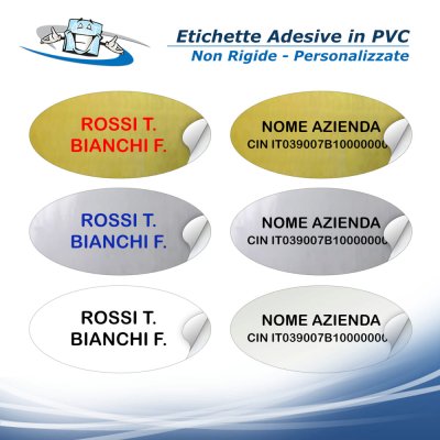 Etichette adesive personalizzate ovali in PVC per porte o pareti lisce
