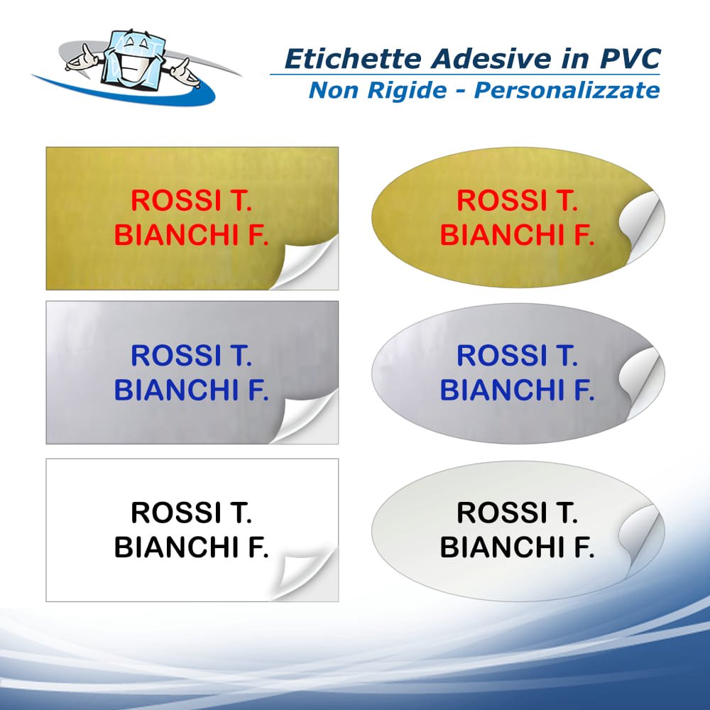 Etichette adesive personalizzate rettangolari o ovali in PVC per porte o pareti lisce