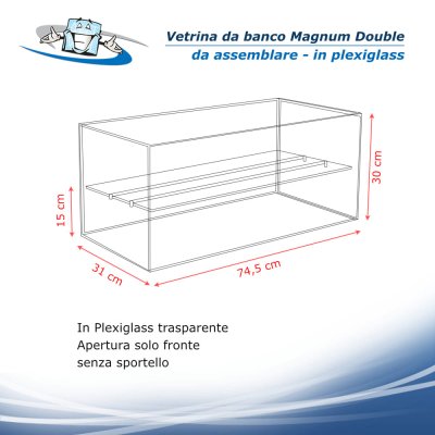 Vetrine multiuso in plexiglass trasparente versione assemblabile - aperta solo fronte senza sportello