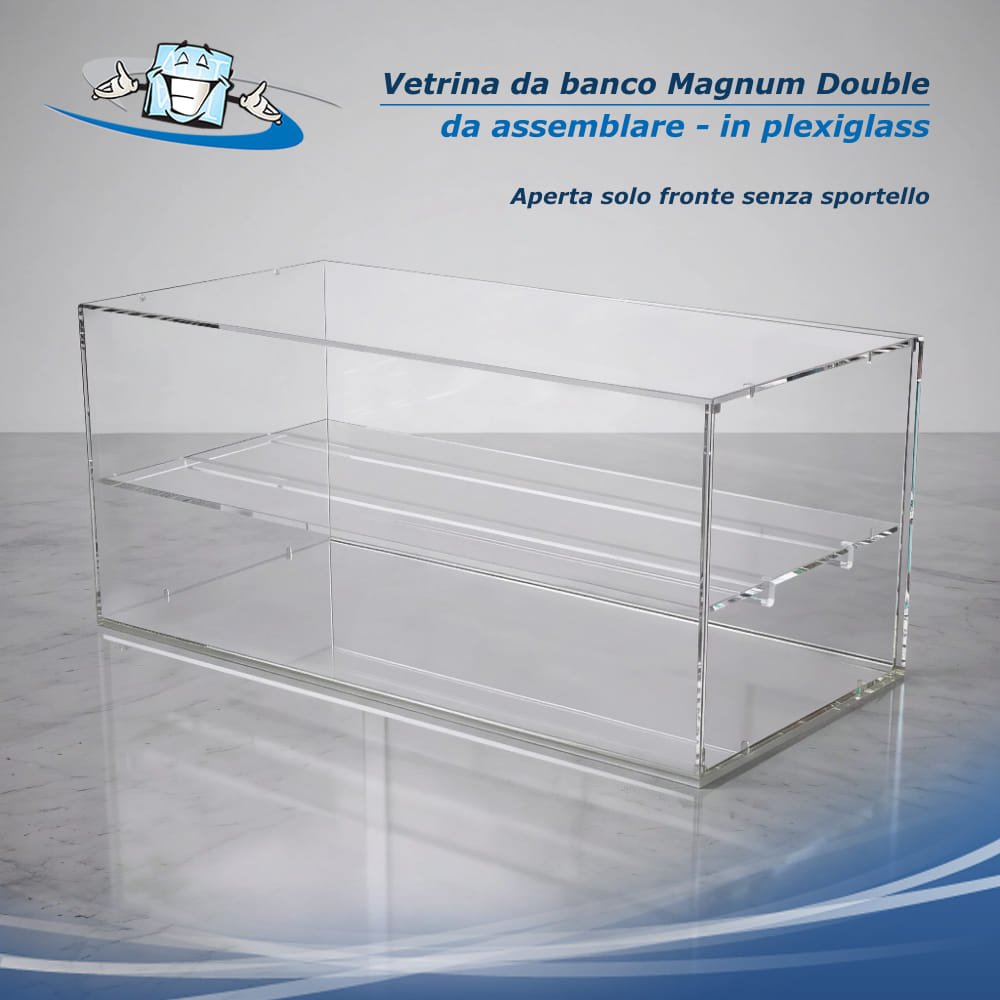 Vetrine multiuso in plexiglass trasparente versione assemblabile - aperta solo fronte senza sportello