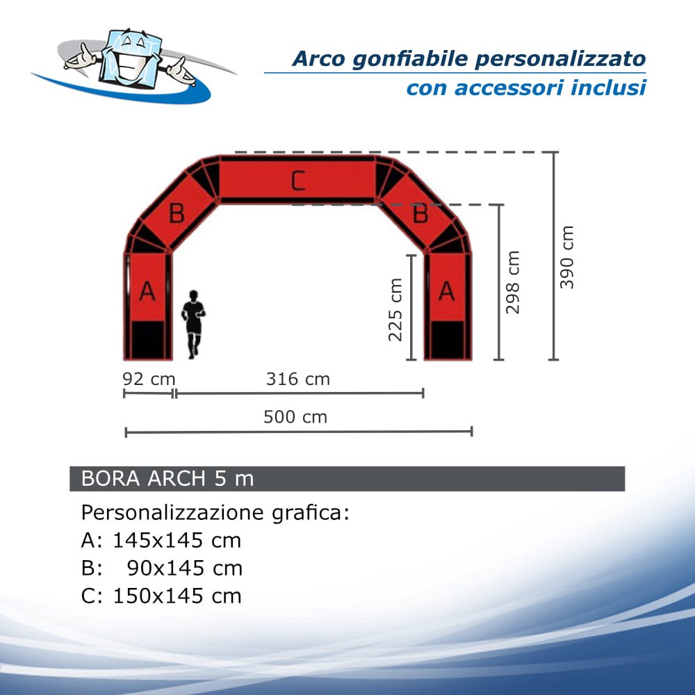 BORA ARCH - Arco gonfiabile con personalizzazione e accessori inclusi