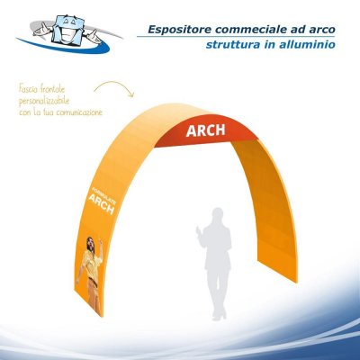 Formulate Arch - Espositore commerciale, fondale a forma di arco con struttura in alluminio con personalizzazione inclusa