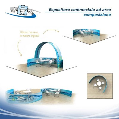 Formulate Arch - Espositore commerciale, fondale a forma di arco con struttura in alluminio con personalizzazione inclusa