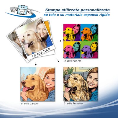 Stampa stilizzata personalizzata su tela o su materiale espanso rigido
