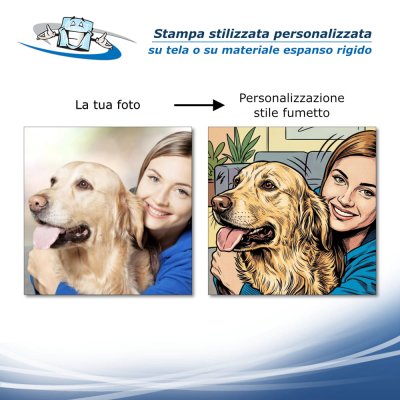 Stampa stile fumetto personalizzata su tela o su materiale espanso rigido
