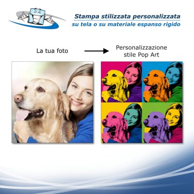 Stampa stile pop art personalizzata su tela o su materiale espanso rigido