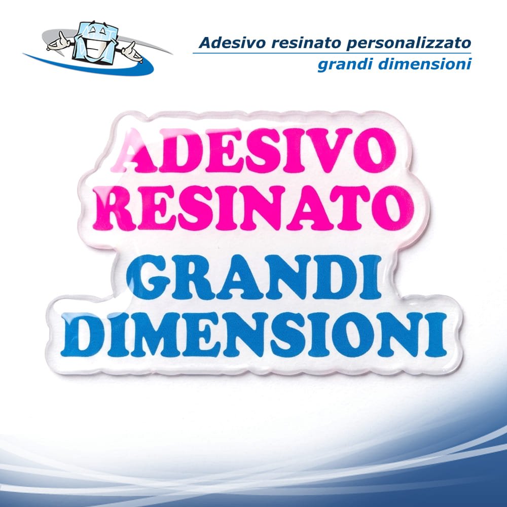 Adesivo resinato personalizzato di grandi dimensioni su base colorata o metallizzata