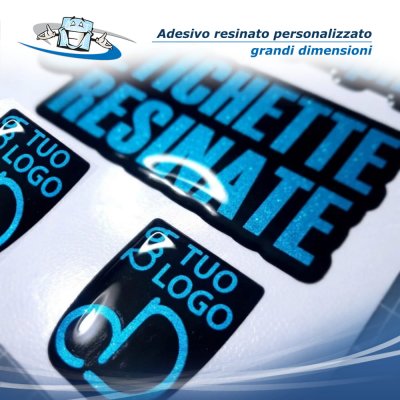 Etichetta resinata personalizzato di grandi dimensioni su base colorata o metallizzata