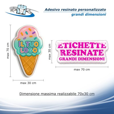 Adesivo resinato personalizzato di grandi dimensioni su base colorata o metallizzata