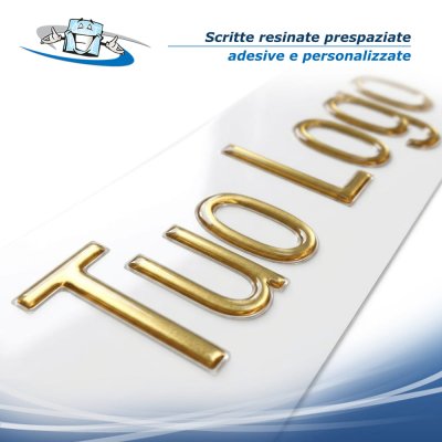 Scritte resinate prespaziate adesive personalizzate grandi dimensioni