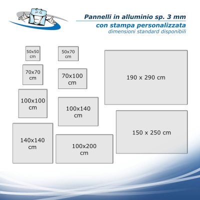 Stampa personalizzata su pannelli in alluminio in vari formati personalizzabili