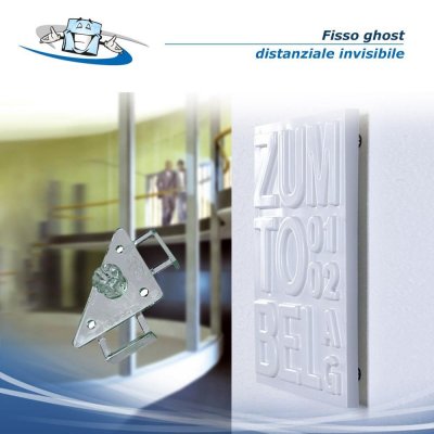 Fisso ghost - Distanziale invisibile per targhe e pannelli senza fori
