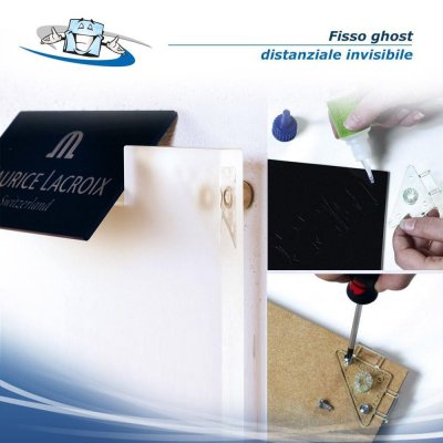 Fisso ghost - Distanziale invisibile per targhe e pannelli senza fori