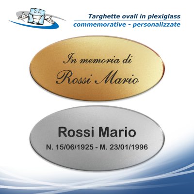 Targhe ovali commemorative personalizzate in plexiglass lapidi loculi panche inginocchiatoi chiese