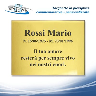 Targhette rettangolari commemorative personalizzate in plexiglass lapidi loculi panche inginocchiatoi chiese