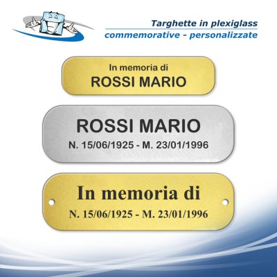 Targhette rettangolari commemorative personalizzate in plexiglass lapidi loculi panche inginocchiatoi chiese