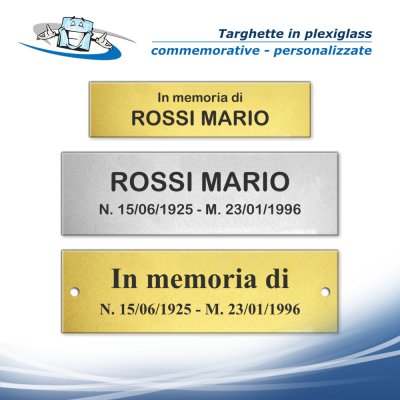 Targhette rettangolari commemorative personalizzate in plexiglass lapidi loculi panche inginocchiatoi chiese