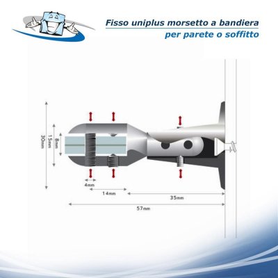 Fisso uniplus - Morsetto a bandiera per parete o soffitto