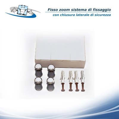 Fisso zoom - Sistema di fissaggio a brugola in ottone su pareti irregolari o inclinate per pannelli in diverse finiture