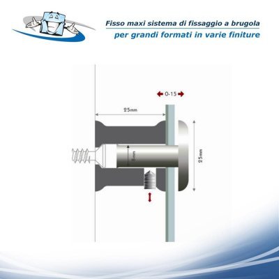 Fisso maxi - Sistema di fissaggio a brugola con chiusura di sicurezza per pannelli, lastre in diverse finiture