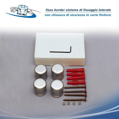 Fisso Border - Sistema di fissaggio a brugola laterale con chiusura di sicurezza per targhe senza fori in diverse finiture