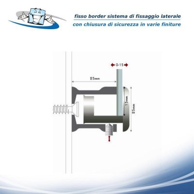 Fisso Border - Sistema di fissaggio a brugola laterale con chiusura di sicurezza per targhe senza fori in diverse finiture